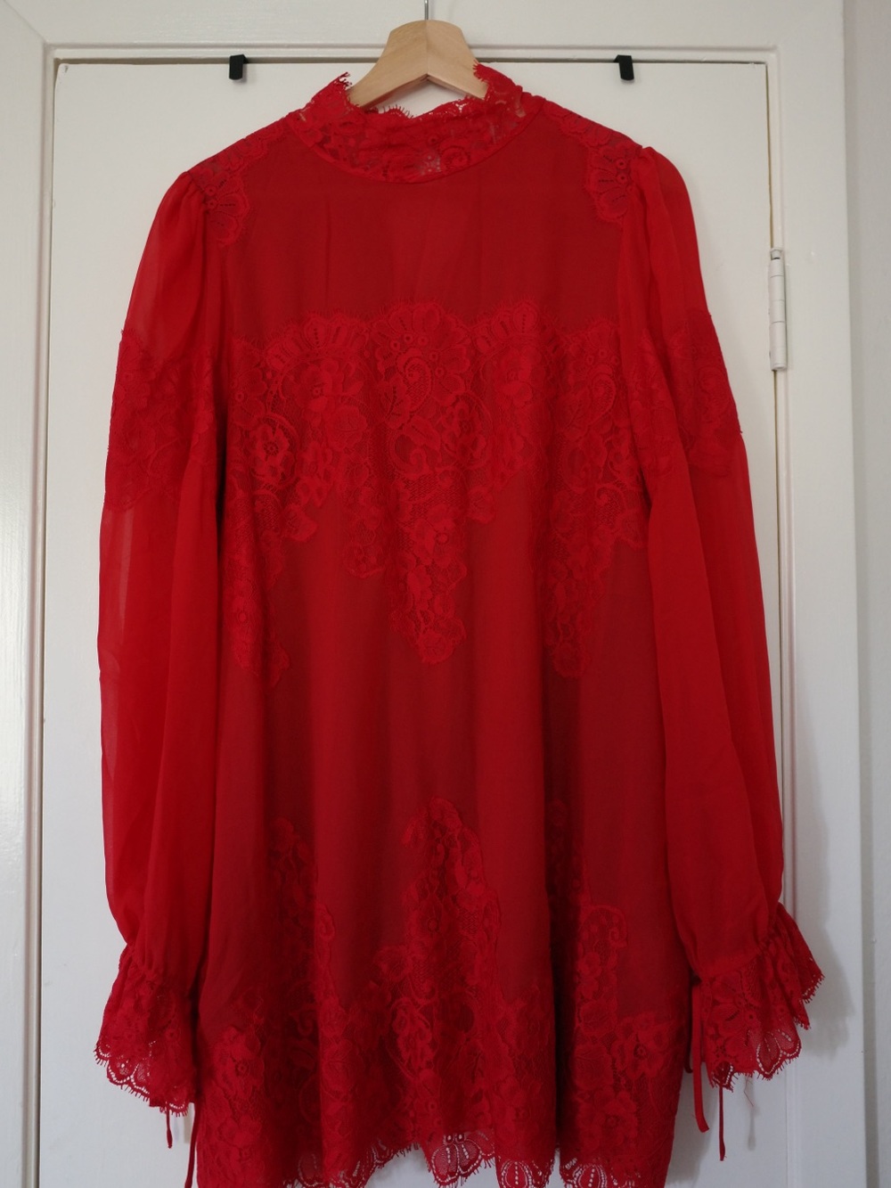We Are HAH (hot as hell) Red Lace High-Neck Women's Blouse